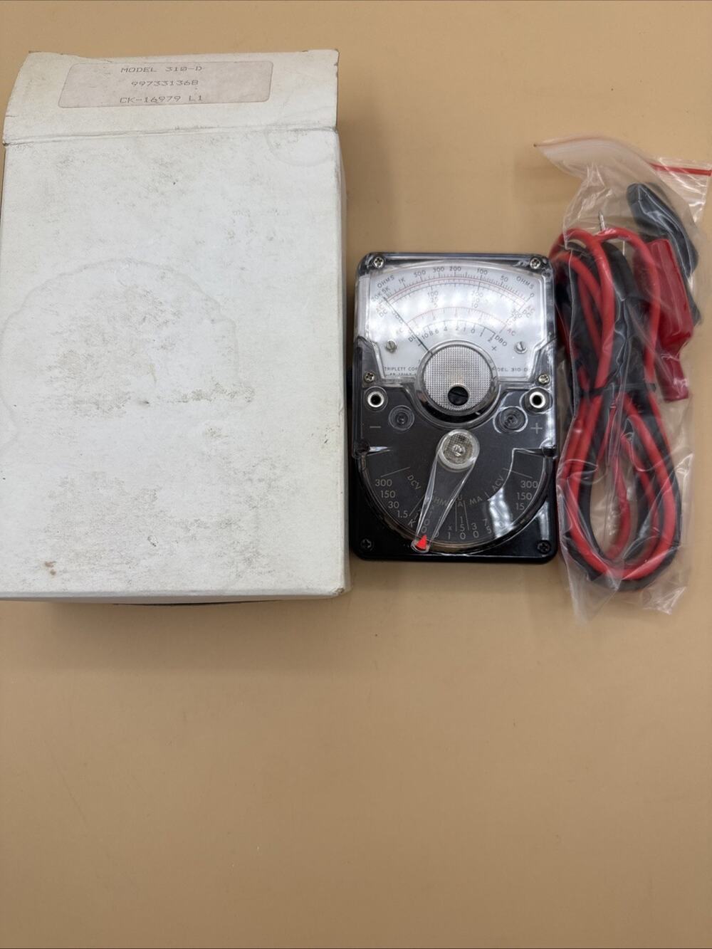 Triplett Model 310-D Analog VOM Multimeter Made in USA with Sealed Test Leads